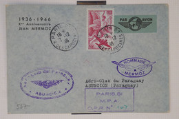 C1 FRANCE  BELLE LETTRE  1946 PARIS POUR ASCUSCION URUGUAY    +++ VIGNETTE J. MERMOZ +++AFF. PLAISANT - 1960-.... Lettres & Documents