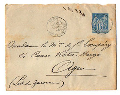 TB 3496 - 1888 - LSC - Entier Postal Enveloppe Type / MP MEZIN Pour Mme La Marquise De SAINT - EXUPERY à AGEN - Standard Covers & Stamped On Demand (before 1995)