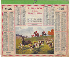 Almanach Des Postes Et Des Télégraphes  1946 Chasse à Courre - Grand Format : 1941-60