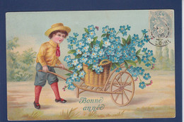 CPA Enfants Fantaisie Gaufré Embossed Non Circulé Enfant Brouette - Autres & Non Classés