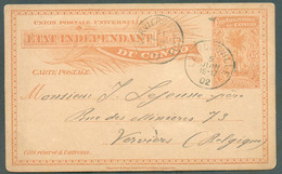 E.P. Carte 15centimes MOLS Datée De TU Et Obl. Sc LEOPOLDVILLE 5 Juin 1902 Vers Verviers (arr. 11 Juillet) - Superbe  - - Interi Postali