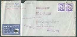 5Fr. Lunettes (paire) Obl. Sc CHARLEROI Sur Lettre Par Avion Du 26-3-1959 Vers Dallas (USA) + Griffes Violettes REBUTS N - 1953-1972 Brillen