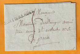 1813 - Rare Marque Postale MONTIERENDER, Montier  En Der, Haute Marne Sur Lettre Pliée Avec Corresp Famil Vers Paris - 1801-1848: Voorlopers XIX