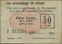 Ceylon: The Government Of Ceylon 50 Cents 1942, P.41, Still Nice With A Few Rust - Sri Lanka