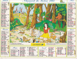Calendrier De La Poste, Almanach Du Facteur: 1995, Meurthe Et Moselle: Blanche-Neige, Le Petit Faon Et Le Papillon, - Grand Format : 1991-00