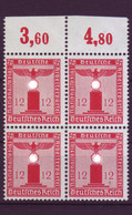 Deutsches Reich Dienst D 161 Ohne WZ 4er Block 12 Pf Oberrand Postfrisch /2 - Servizio