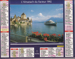 Calendrier De La Poste, Almanach Du Facteur: 1992, Meurthe Et Moselle: Château Spiez Suisse, Chalet,  Ed. Oberthur - Big : 1991-00