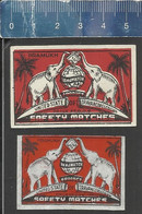 TWO ELEPHANTS Old Indian Matchbox Labels INDIA (RARE) - Matchbox Labels
