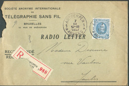 N°207 - 1Fr.50 HOUYOUX obl. Sc ANTWERPEN 1 sur Enveloppe Recommandée De La S.A. TELEGRAPHIE SANS FIL RADIO LETTER vers J - 1922-1927 Houyoux