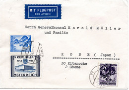 58777 - Oesterreich - 1955 - 1S. 10 Jahre Republik MiF A LpBf WIEN -> Japan (Klappe Fehlt) - Storia Postale
