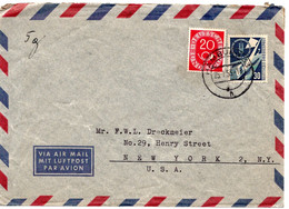 58784 - Bund - 1953 - 30Pfg Verkehrsausstellung MiF A LpBf HAMBURG -> New York, NY (USA) - Storia Postale