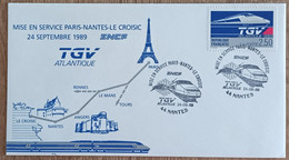 YT N°2607 - TGV / MISE EN SERVICE PARIS NANTES LE CROISIC - NANTES - 1989 - Storia Postale