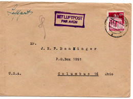 58797 - Bund - 1949 - 80Pfg Bauten EF A LpBf BREMERHAVEN -> Columbus, OH (USA) - Otros & Sin Clasificación