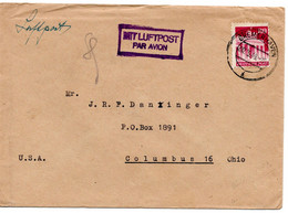 58797 - Bund - 1949 - 80Pfg Bauten EF A LpBf BREMERHAVEN -> Columbus, OH (USA) - Altri & Non Classificati