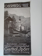 KA335.7  Old Tourism Advertising - (single Sheet Of Advertising)  Obernberg Am Brenner - Gasthof SPŐRR - Tourism Brochures