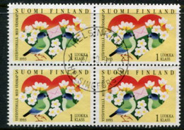 FINLAND 1993 Greetings Stamp Block Of 4  Used.  Michel  1198 - Gebraucht