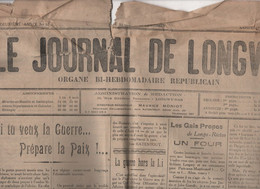 LE JOURNAL DE LONGWY 25 08 1928 - REARMEMENT - PARIS S.F.I.O. JAURES PANTHEON - BOY-SCOUTS - VIN DE GROSEILLE - REHON - - Algemene Informatie