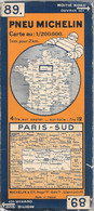 CARTE-ROUTIERE-MICHELIN-N °89-1930-3027-48-PARIS-SUD-BE ETAT-Pas De Plis Coupés-Imprim- Off-Set-Levallois - Roadmaps