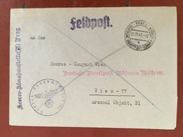 III. Reich, Feldpost " Deutsche Dienstpost Böhmen - Mähren ", Heeresabnahmestelle  PRAG - WIEN 1943 - Lettres & Documents