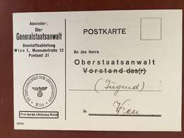 III. Reich, POSTKARTE " Generalstaatsanwalt Wien, Jugend, 1944 - Lettres & Documents