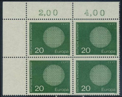 !a! GERMANY 1970 Mi. 0620 MNH BLOCK From Upper Left Corner (a2) -Europe - Neufs