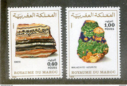 Maroc ; 1981 ; TP N°873/74 " Minéaux ; Onyx,malachite " NEUF**;MNH ; Marruecos,Morocco - Morocco (1956-...)