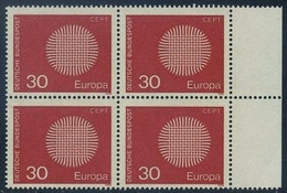 !a! GERMANY 1970 Mi. 0621 MNH BLOCK W/ Right Margins - Europe - Neufs