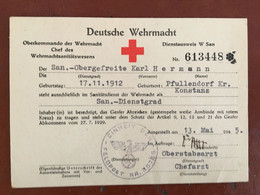 III. Reich, WEHRMACHTSANITÄTATSWESEN AUSWEIS, Rotes Kreuz, Pfullendorf Bei Konstanz, 1945 - Lettres & Documents