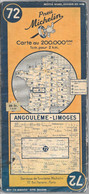 CARTE-ROUTIERE-MICHELIN-1945-N°72-ANGOULEME-LIMOGES-Imprim Schneider & Mary-pas Pli Coupé-TBE - Roadmaps