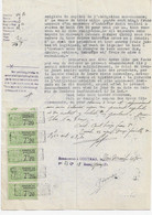 Fiscaux Document Avec 6 Timbres De Dimension 7,20 Francs Vert - Revenue Stamps