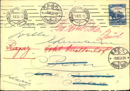 1935, Auslandsbrief Mit 25 Pfg. "100 JAHRE DT. EISENBAHN" In Die Schweiz Mit Nachsendung - Lettres