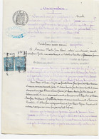 Fiscaux Document Avec 2 Timbres De Dimension Petit Format 2 Francs Bleu - Revenue Stamps