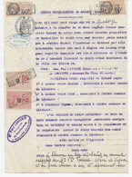 Fiscaux Document Avec 2 Timbres De Dimension 6 Et 12  Francs Et 2/10 - Revenue Stamps