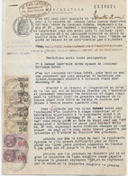 Fiscaux Document Avec 4 Timbres De Dimension 5,40 Francs Bistre - Revenue Stamps