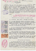 Fiscaux Document Avec 3 Timbres De Dimension 24 Francs Lilas Et Vert Et 1 De 8 Francs Orange Et Bleu - Revenue Stamps