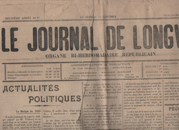 LE JOURNAL DE LONGWY 29 08 1928 - BUDGET 1929 - PACTE KELLOG - FETE LONGWY-BAS - CHEMINOTS - MONT SAINT MARTIN - Algemene Informatie