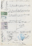 Fiscaux Document Avec 2 Timbres De Dimension 24 Francs Lilas Et Vert Et 1 De 12 Francs Vert - Revenue Stamps