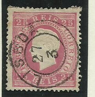 Portugal 1870/6 D Luiz  Fita Direita #40 - 25rs Carmim Rosa,carimbo Circular Nominal Lisboa.Lt 161 - Used Stamps