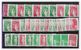 Lot De 34 Timbres Issus De Roulettes Avec N° Rouge Au Verso Tous Différents Cote 88 Euros - Roulettes