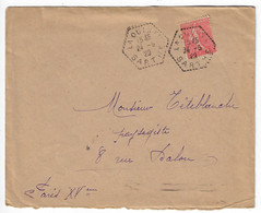 LAQUINTE Sarthe Lettre 50 C Semeuse Yv 199 Ob 31 12 29  Hexagone Pointillé Agence Postale Lautier F4 - Manual Postmarks