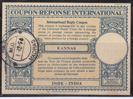 8 Annas, 8as, UPU International Reponse / Reply Coupon, India Used - Ohne Zuordnung