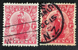 1909 - New Zealand - Zealandia 1d - 2 Stamps - Used - - Gebraucht
