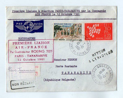 TB 3502 - LSC - Lettre Par Avion D'ANGERS / Première Liaison Air - France Par BOEING 707 PARIS - TANANARIVE 1961 - 1960-.... Lettres & Documents