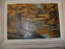 ART,peinture Sur Panneau Bois Originale 1947,peinture,BAIARD,paysage Isere,ruisseau,montagne,campagne,tableau - Oleo