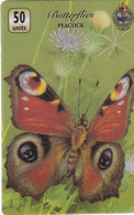 UK - Butterflies/Peacock, Unitel Prepaid Card 50 Units(UT 0104), Used - Butterflies