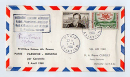 TB 3504 - LSC - Lettre Par Avion De PARIS / 1re Liaison Aérienne PARIS - VARSOVIE - MOSCOU Par Caravelle Air France 1960 - 1960-.... Covers & Documents
