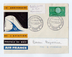 TB 3506 - 1961 - LSC - Lettre Par Avion De PARIS / 15 è Anniversaire De L' Aviation Postale De Nuit Air France Pour PAU - 1960-.... Lettres & Documents