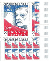Polynésie N°159** Charles De Gaulle, Une Feuille De 25 Timbres, Cote 152,50€ - Verzamelingen & Reeksen