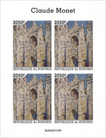 Burundi 2022, Art, Monet III, Cathedral, 4val In BF IMPERFORATED - Nuovi