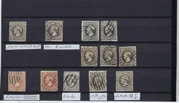 LUXEMBOURG - 12 Timbres - Haute Valeur -1852 GUILLAUME III Numéro1+2 -Retouches - Griffe - Multi Cachets  - Filligran - - 1852 Guglielmo III